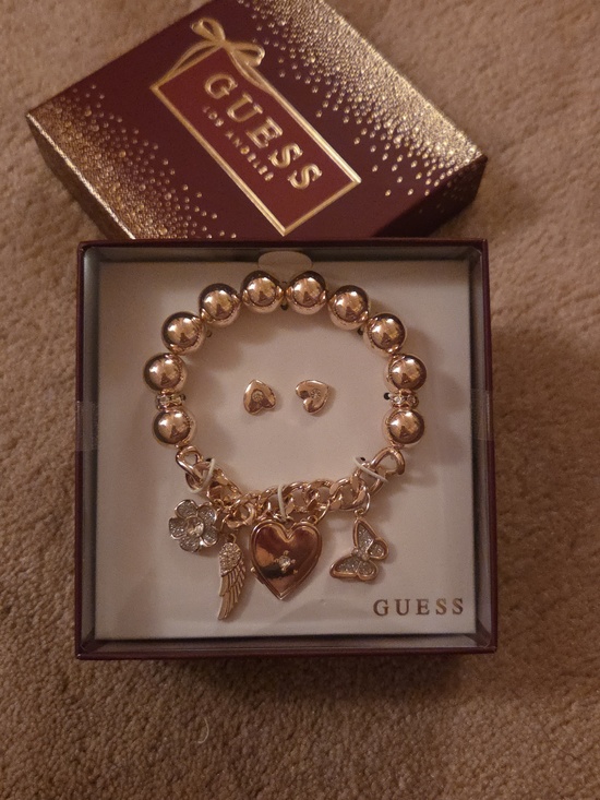Guess Jewelry - ❤️❤️ Guess Silver Tone Charm Bracelet with Heart, Wing & Flower Charms